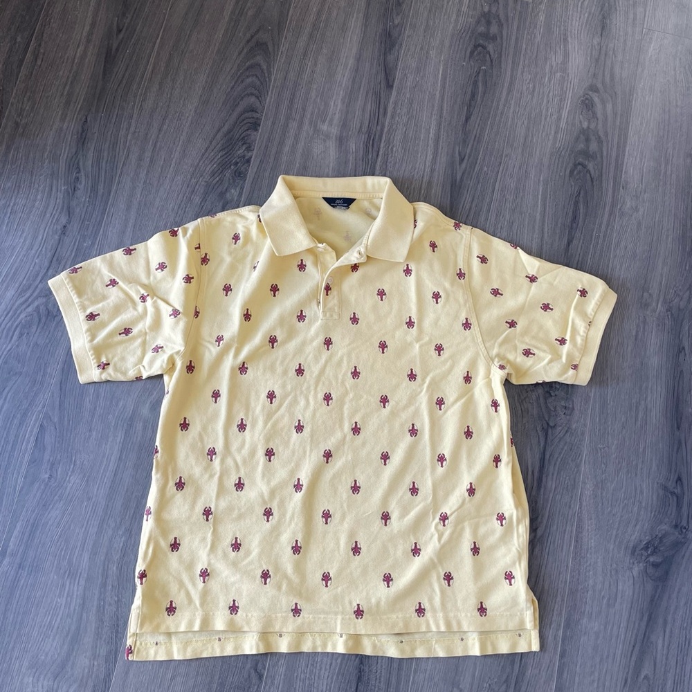 Brooks Brothers Polo Shirt Yellow with Red Lobsters Men’s Size L Preppy Cape Cod